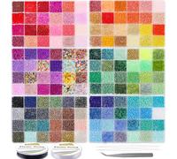 EuTengHao Perles de rocaille en verre de 3mm pour kit de fabrication de bracelets, 8/0 petites perles pour bracelet, collier, bijoux (36000pcs, 144 couleurs)