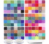 EuTengHao Perles de verre artisanales de différentes tailles pour bracelets et colliers DIY, fabrication de bijoux (144 couleurs, 2 mm, 3 mm et 4 mm)