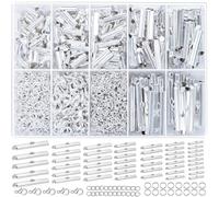 EuTengHao Slider Clasp Kit de boucles d'oreilles Avec fermeture à homard Rallonge de chaîne Kit de recherche de bijoux pour la fabrication de colliers et de bracelets en perles (6 tailles )