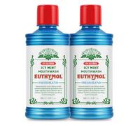 Euthymol Mouthwash ICY Mint 500ml x 2, Alcohol-Free, Distinctive Strong Taste Flavour, Reduce Plaque Gingival Clean Healty Teeth Gums, Freshens Breath Refreshing Daily Oral Dental Care