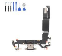 Eutoping Port de charge USB pour Apple iPhone 16 - Noir - Connecteur de charge - Câble flexible de rechange avec outil