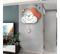 EUTYRG Horloge Murale Moderne de Dessin animé - Silencieuse, à Piles, sans tic-tac, pour Salon, Cuisine, Chambre, Bureau, décoration intérieure, ge, 60 cm (Orange 60 cm)