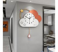 EUTYRG Horloges murales Modernes à Motifs de Dessins animés - Silencieuses, à Piles, sans tic-tac, pour Salon, Cuisine, Chambre, Bureau, décoration intérieure, 60 cm (Orange 53 cm)