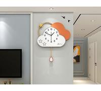 EUTYRG Horloges murales Modernes à Motifs de Dessins animés - Silencieuses, à Piles, sans tic-tac, pour Salon, Cuisine, Chambre, Bureau, décoration intérieure, 60 cm (Orange 45 cm)