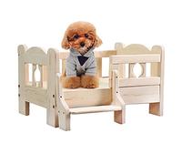 EUTYRG Lit surélevé en Bois Massif pour Animaux de Compagnie avec Coussin Gris et clôture pour Chiens et Chats, Disponible en Longueurs de 45 cm à 120 cm - Parfait