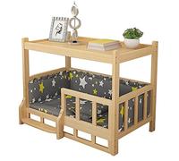 EUTYRG Lit surélevé en Bois Massif pour Animaux de Compagnie avec Coussin Gris et clôture pour Chiens et Chats, Disponible en Longueurs de 45 cm à 120 cm - Parfait