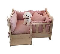 EUTYRG Lit surélevé en Bois pour Chien, Double Couche, avec Garde-Corps et Matelas pour Chiens de Taille Moyenne/Petite, idéal pour Un Usage Domestique et intérieur, 68x48