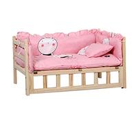 EUTYRG Lit surélevé pour Chien en Bois avec Cadre en pinPink1M