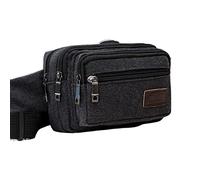 EUTYRG Sac Banane pour Homme, Sac Banane en Toile, Sac Banane Multifonctionnel pour Homme, Sac de Poche, Ceinture, Sac à bandoulière, Sac de Voyage, Sport de Plein air (Noir)
