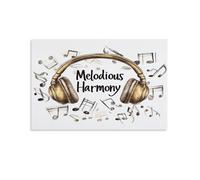 EUUMKOO Impression sur toile avec notes de musique - Motif notes de musique vintage - 60 x 90 cm
