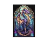 EUUMKOO Impression sur toile représentant un dragon coloré - Décoration murale sans cadre - 50 x 75 cm