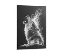 EUUMKOO Impression sur toile représentant un loup hurlant mystérieux - 60 x 90 cm