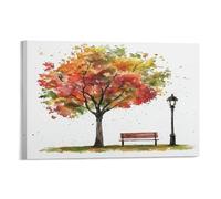 EUUMKOO Impression sur toile rétro arbre d'automne - Lampe de rue - Décoration murale d'intérieur : salon, chambre à coucher - 30 x 45 cm
