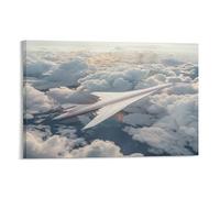 EUUMKOO Magnifique toile murale avec impression d'avion - Soleil et nuages - Paysage naturel - 30 x 45 cm