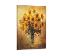 EUUMKOO Toile murale décorative à l'aquarelle avec vase en verre et tournesol - 20 x 30 cm
