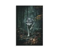 EUUMKOO Toile murale sans cadre - Motif paysage de loup et forêt sauvage - 20 x 30 cm
