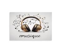 EUUMKOO Toile murale vintage avec écouteurs et notes de musique moderne - 40 x 60 cm