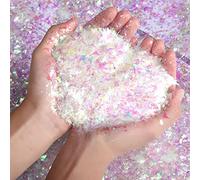 Euvoym Lot de 20 g de flocons de neige artificiels irisés pour décoration de sapin de Noël, décoration d'intérieur ou d'hiver (20 g)