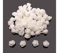 Euvoym Lot de 200 mini roses artificielles en mousse PE pour bricolage, bouquet de roses et accessoires de décoration de mariage - Coloris Blanc