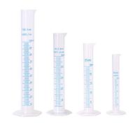 Euvoym Lot de 4 éprouvettes graduées bleues de 10 ml, 25 ml, 50 ml, 100 ml