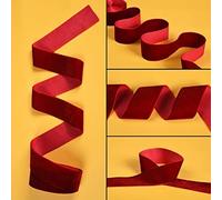 Euvoym Ruban de velours vintage pour la fabrication de nœuds d’emballage cadeau pour les anniversaires et Noël (rouge bordeaux, 4,6 m x 1 cm)