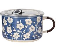 EUXHTYWP Bol à soupe avec anse, 800 ml, en porcelaine instantanée japonaise, couvercle et, bol ramen ou céréales(Onecolor)