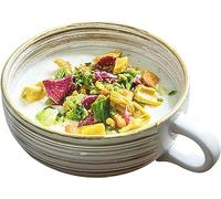 EUXHTYWP Bols à soupe avec anse, en céramique, bols, bol l'oignon 400 ml, petit-déjeuner blancs, 14 oz, x 6 cm