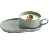 EUXHTYWP Bols à soupe avec anses, bols et assiettes en grès, bol compatible micro-ondes, ensemble for 1 personne - Rose