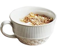 EUXHTYWP Bols à soupe avec anses, tasse café en céramique 500 ml, bol céréales profond - bleu 15 x 12,5 7 cm