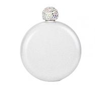 EUXHTYWP Flasque de poche, mini flasque, 140 ml en acier inoxydable 304 for femme, pot à vin anti-fuite avec couvercle faux cristal, flacons for boissons, hanche for hommes(White)