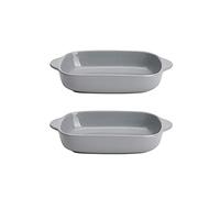 EUXHTYWP Plats de cuisson au four, 2 petits plats rectangulaires en céramique avec poignée for, plat, à lasagnes, individuel 8, pouces(Grey)