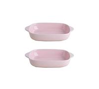 EUXHTYWP Plats de cuisson au four, 2 petits plats rectangulaires en céramique avec poignée for, plat, à lasagnes, individuel 8, pouces(Pink)