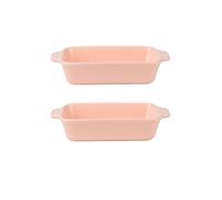 EUXHTYWP Plats de cuisson au four, ensemble 2 plats en céramique, rectangulaires, plat à, service for tapas, cocotte, rôtissage, for(Pink,M)