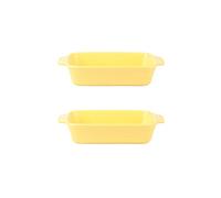 EUXHTYWP Plats de cuisson au four, ensemble 2 plats en céramique, rectangulaires, plat à, service for tapas, cocotte, rôtissage, for(Yellow,M)