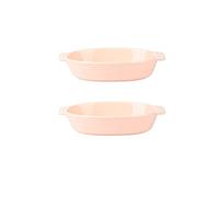 EUXHTYWP Plats de cuisson au four, ensemble 2 plats en céramique, rectangulaires, plat à, service for tapas, cocotte, rôtissage, for(Pink,L)