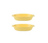 EUXHTYWP Plats de cuisson au four, ensemble 2 plats en céramique, rectangulaires, plat à, service for tapas, cocotte, rôtissage, for(Yellow,L)