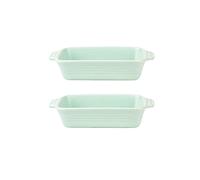EUXHTYWP Plats de cuisson au four, ensemble 2 plats en céramique, rectangulaires, plat à, service for tapas, cocotte, rôtissage, for(Green,M)