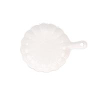 EUXHTYWP Plats de cuisson au four, plat en céramique, moule à tarte, plats service porcelaine for, lasagnes, cocotte, quiche, forme pétale rond, 1 pièce(White)