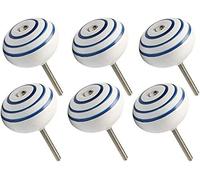 EUXHTYWP Poignée de tirage en céramique for décoration, 6 pièces boutons tiroir vintage bouton rond poignée traction meubles armoire commode porte décorative, 40x28mm(Blue Circle 2)