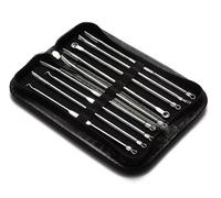 Euxor, Extracteur de points noirs, boutons et comédons - Kit de traitement des imperfections, des points blancs, des boutons - Pour le nez et le visage sans risque - Avec étui - Argent - 9 pièces