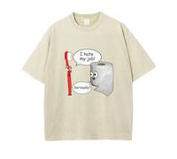 EUxrbanime T-Shirt Vintage délavé à Manches Courtes imprimé Dialogue Amusant, t-Shirt Ample en Coton