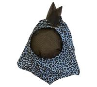 Euyehn Couverture Anti-Mouches intégrale pour Cheval, Masque Anti-Mouches pour Cheval, Couverture Anti-Mouches équestre à Motif imprimé léopard, Housse Anti-Mouches Respirante Confortable, Produit de