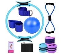 Euyehn Ensemble de bagues Pilates, Ensemble d'équipements Pilates,Kit d'anneau Pilates - Ceinture Extensible, Accessoires d'entraînement, équipement de Maison Multifonctionnel pour Gymnase, Femmes