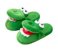 Euyehn Pantoufles amusantes en peluche avec bouche de crocodile - Pantoufles d'intérieur chaudes pour l'hiver - Antidérapantes - Avec bouche mobile - Élégantes pour le salon et les couples, Vert, 40