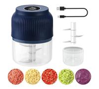 EUYIMOMO Mini Hachoir Électrique Electric Mini Garlic Chopper, USB Rechargeable Food Choppe,for Crushing Garlic Ginger Vegetables Herb Grinder Machine Kitchen Gadget(Blue)