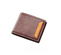 EUYIMOMO Portefeuille pour passeport pour homme - Court - Section transversale - Portefeuille à trois volets - Pour cartes de visite - Fermeture éclair, Café noir, Taille unique