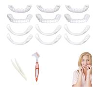 EUYKQNOI 12 Pièces Dentier Provisoire, Facette Dentaire Cosmétique,Faux Dentier, Placages Fausses Dents Haut et Bas Temporaires,Faux Dentier Sourire Parfait, pour Hommes Femmes