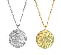EUYKQNOI 2 Pièces Collier Talisman de Médaille Sceau des 7 Archanges pour Homme Femme Talisman Pentagramme Acier Inoxydable Pendentif Amulette Protection Magique Chaine Homme Bijoux Porte Bonheur