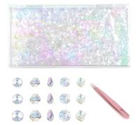 EUYKQNOI 300 Pièces Perles de Verre, Verre en Cristal Facettes Perle, Cristal Perle Transparente 4m/6m/8m, pour Bricolage Fabrication Bracelet Colliers Bijoux Artisanat