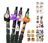 EUYKQNOI 4-Pack Stylo à bille Citrouille, Writing is Magic, Encre noire, Stylo à bille pour enfants et adultes, pointe 0,5 mm, thème Pumpkin，stylo halloween